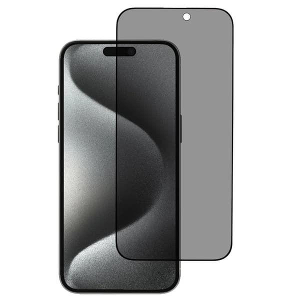 iPhone 16 Pro hærdet glas Skærmbeskytter 5D Fuld lim Privacy - Sort Black