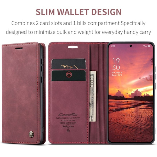 CASEME 013 Case OnePlus 13 Plånboksfodral Konstläder - Röd