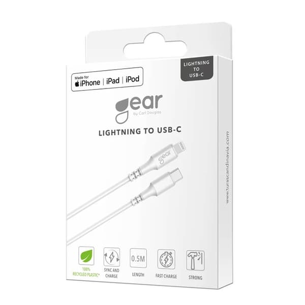 Gear USB-C Till Lightning 0.5m Kabel MFI C94 - Vit Vit