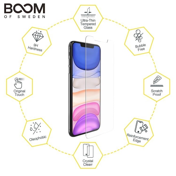 BOOM Flat Härdat Glas Skärmskydd iPhone XS Max Transparent