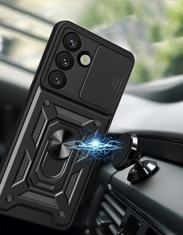 Mobilskal till Galaxy S25 Hybrid Armor Camshield - Röd Röd