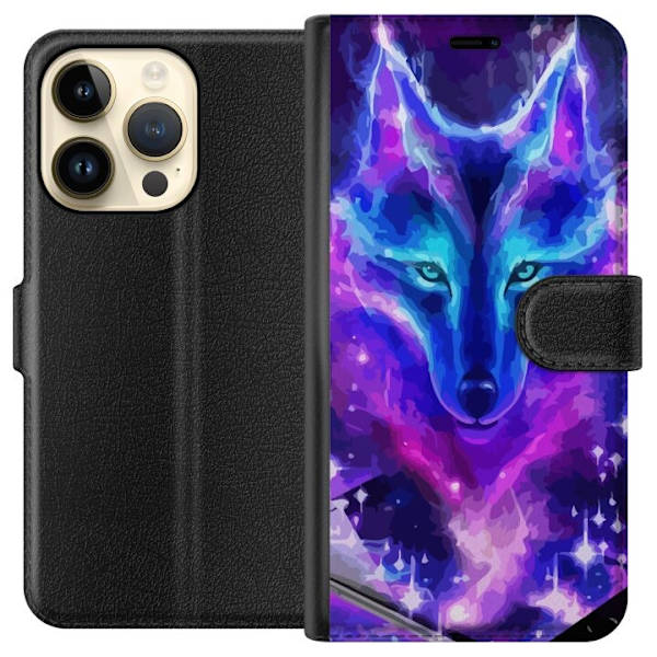 Plånboksfodral till Apple iPhone 14 Pro med Neon Varg