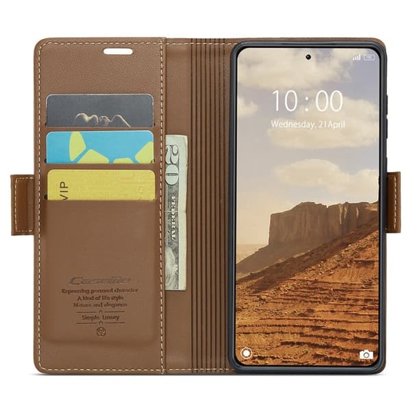 CASEME 023 Xiaomi 14 Plånboksfodral Konstläder RFID Skydd Brun