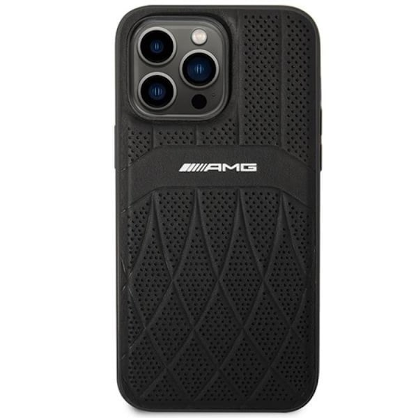 AMG iPhone 14 Pro Mobilskal Magsafe Läder Curved Lines Svart