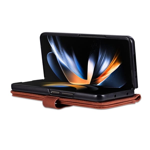 AZNS Samsung Galaxy Z Fold4 5G Plånboksfodral Konstläder - Brun
