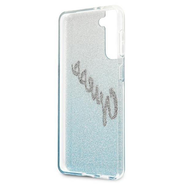 Guess Skal Galaxy S21 Plus Glitter Gradient Script - Sininen Blue