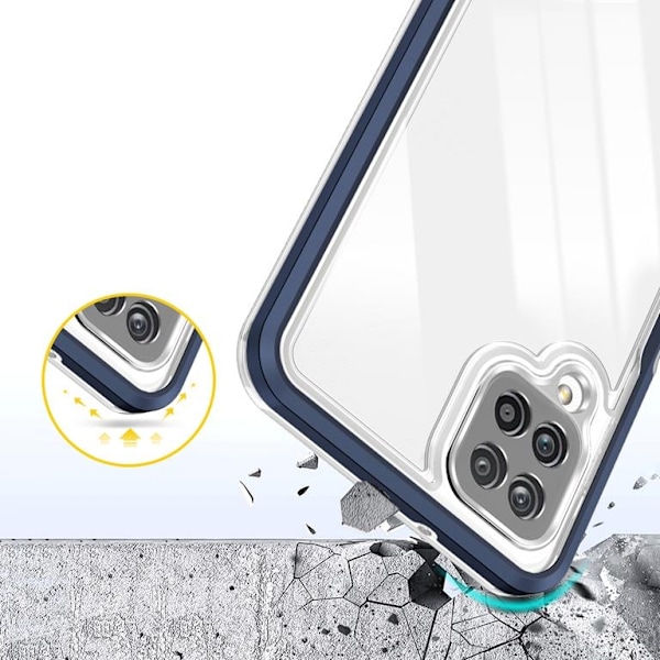 Galaxy A22 4G Skal Clear 3in1 - Blå