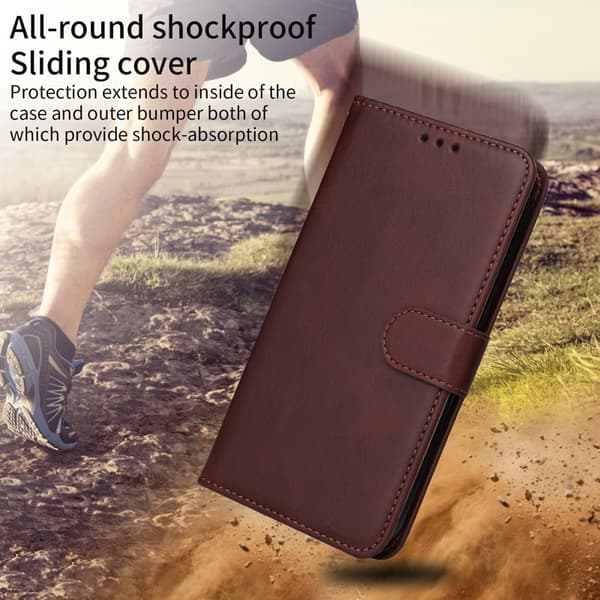 Samsung Galaxy S26 Edge Plånboksfodral Konstläder Folio Flip - Brun