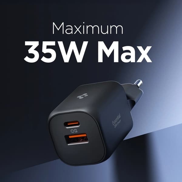 Spigen 2-Port Nätverk Laddare 35W ESSENTIAL EE352EU Svart