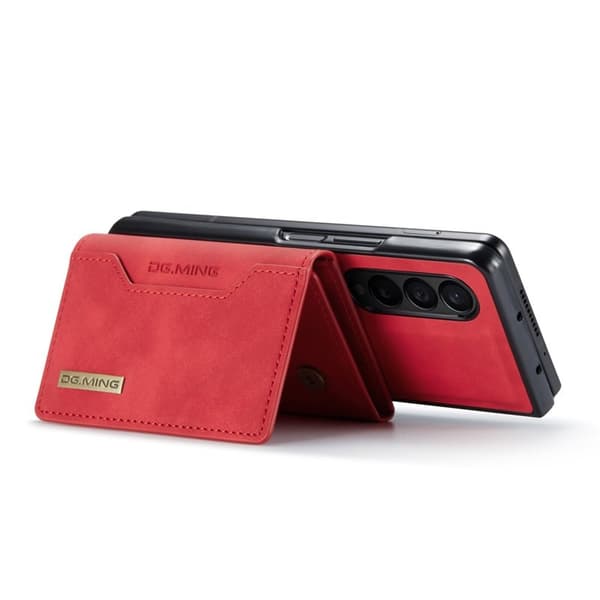 DG.MING Konstläder Plånboksfodral för Samsung Galaxy Z Fold3 5G Röd