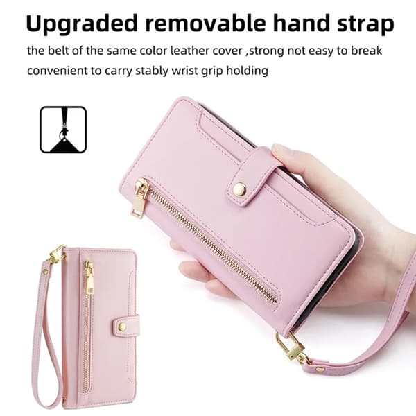 Galaxy A33 5G Konstläder Plånboksfodral med Axelrem - Rosa Rosa
