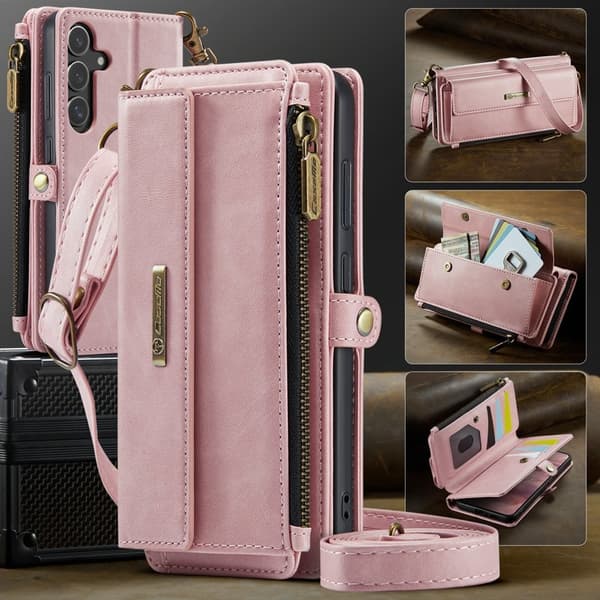 CASEME Konstläder Plånboksfodral för Samsung Galaxy S24+ med RFID-Skydd - Rosa