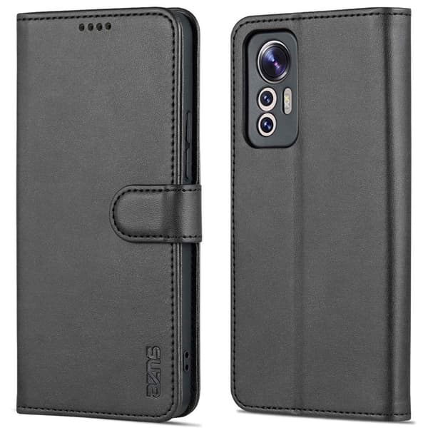 AZNS Xiaomi 12 Lite 5G Plånboksfodral Konstläder - Svart