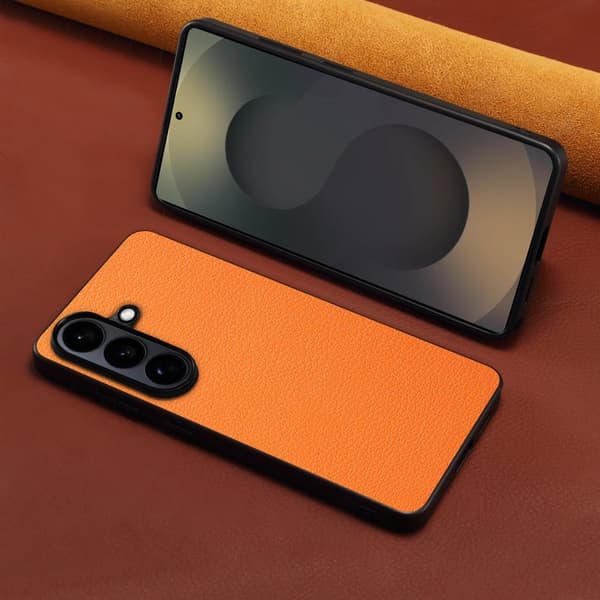 Mobilskal för Samsung Galaxy S26 Plus Konstläder + PC + TPU - Orange