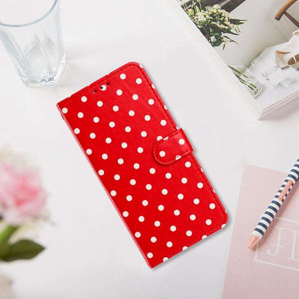 OnePlus 15 5G Plånboksfodral Polka Dot Pattern Konstläder Röd
