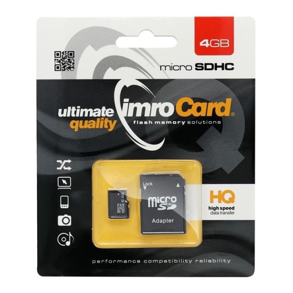 Imro Minnekort MicroSD 4GB Med Adapter Klass 10 UHS