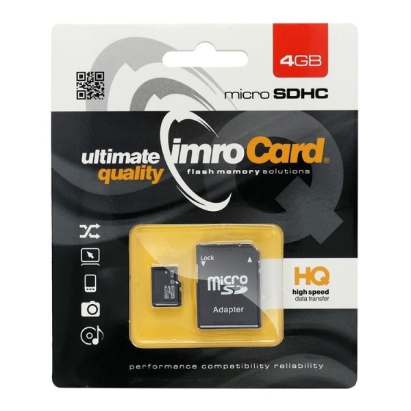 Imro Minneskort MicroSD 4GB Med Adapter Klass 10 UHS