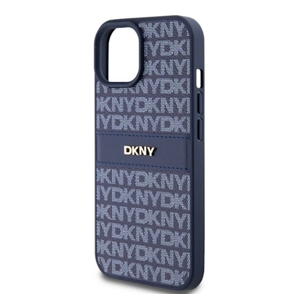 DKNY iPhone 15/14/13 Mobilskal Läder Mono Stripe & Metal Logo -