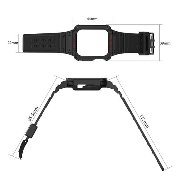 Apple Watch 4/5/6/7/SE (42/44/45mm) Armbånd Armored - Sort Black