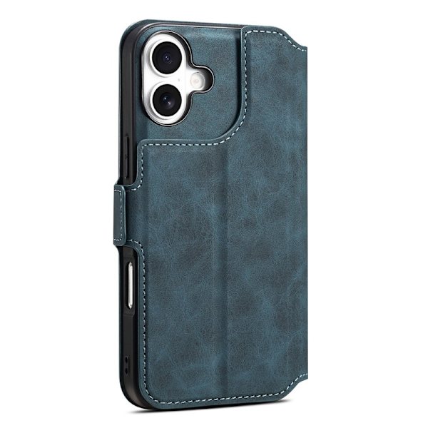 DENIOR B06 iPhone 16 Plus Plånboksfodral Magnetiskt Löst Konstläder + TPU - Blå