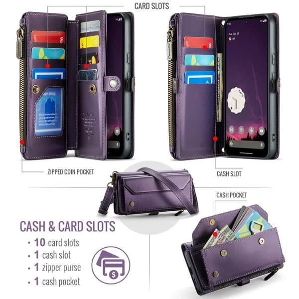 CASEME Plånboksfodral Konstläder för Google Pixel 9a med kortfack - Lila