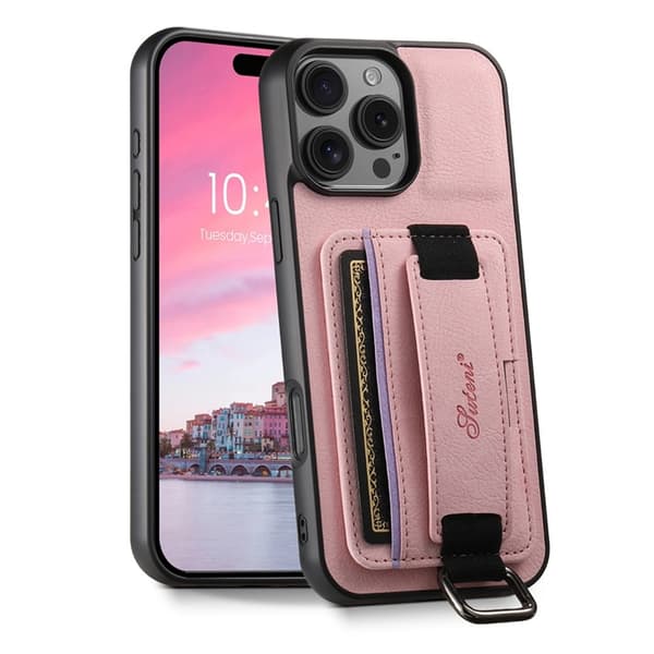 SUTENI Mobilskal till iPhone 16 Pro Max Litchi Texture - Rosa Rosa