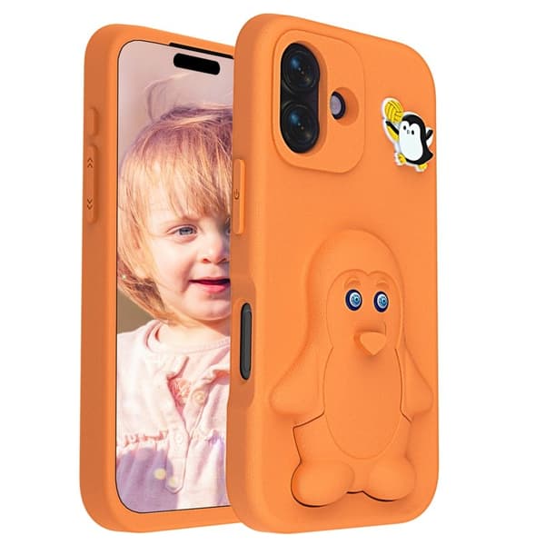 Penguin Mobilskal till iPhone 17 Kickstand Stöttålig EVA - Orange