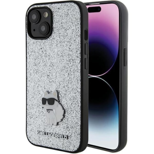 Karl Lagerfeld iPhone 15 Mobilskal Fixed Glitter Metal Pin