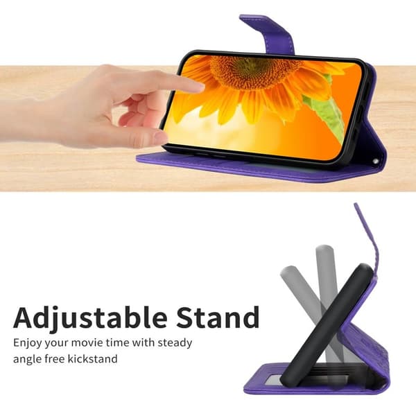 Samsung Galaxy S26 Plånboksfodral Konstläder Blomtryck - Mörklila
