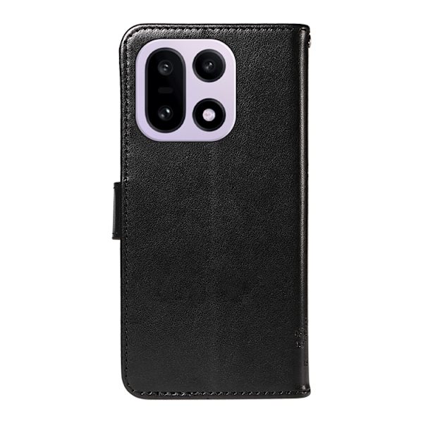 OnePlus 15 5G Plånboksfodral Cat Tree Pattern Konstläder Svart