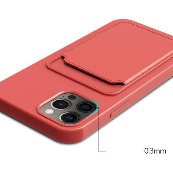 iPhone 15 Plus Mobil Cover Kortholder Silikone - Lyserød