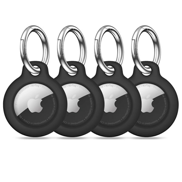 [4-Pack] Tech Protect Apple Airtag 1/2 nøglering - Sort Svart