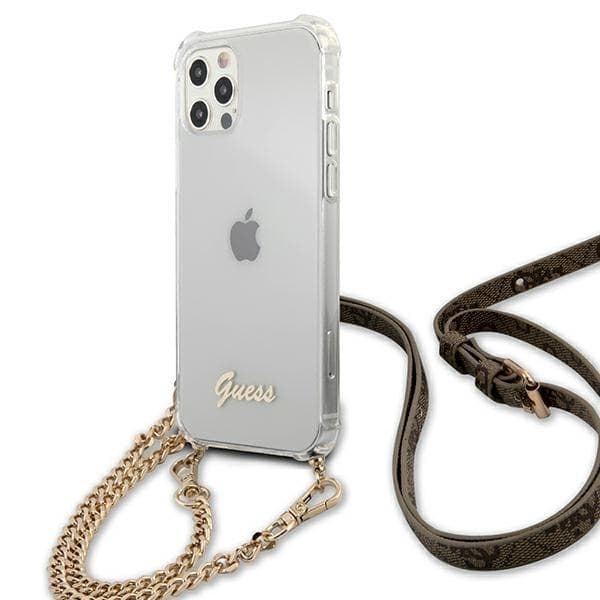 Guess Kuori iPhone 12 & 12 Pro Gold Chain - Läpinäkyvä Transparent