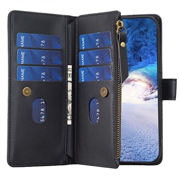 iPhone 15 Plus Plånboksfodral Zipper Flip - Svart Svart