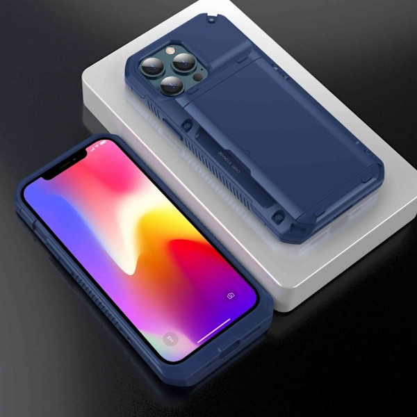 iPhone 13 Pro Max Skal Med Kortfack - Blå Blå