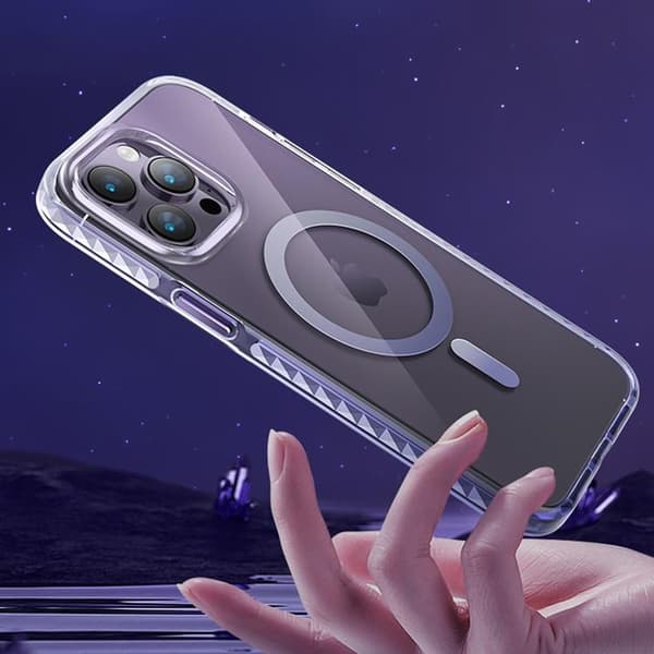 Kingxbar iPhone 14 Plus -kuori Magsafe PQY Ice Crystal - hopea Silver