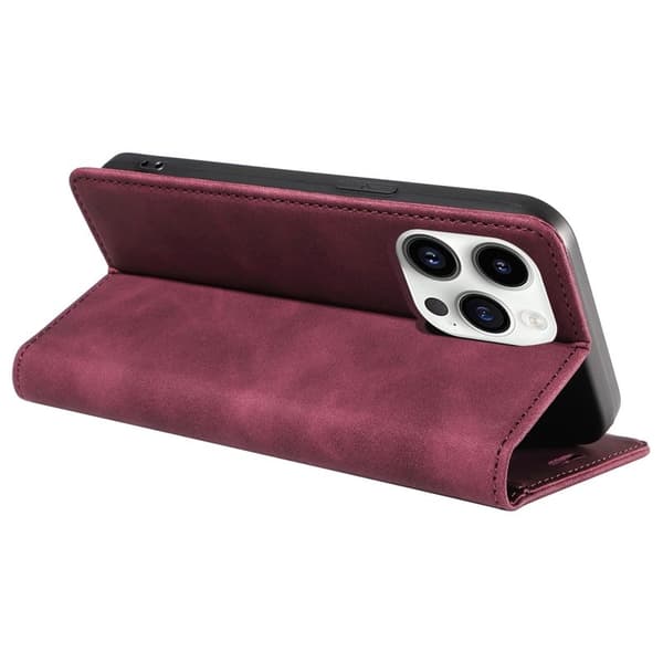 BETOPNICE 003 iPhone 15 Pro Max Plånboksfodral TPU + Konstläder - Röd