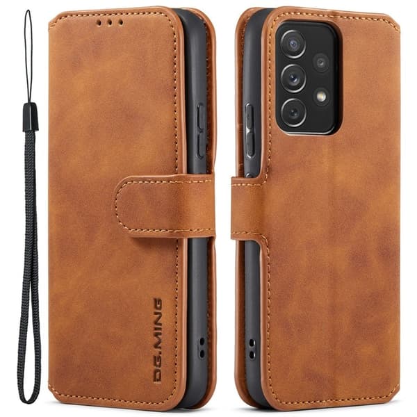 DG.MING Stand Samsung Galaxy A53 5G Konstläder Plånboksfodral Brun