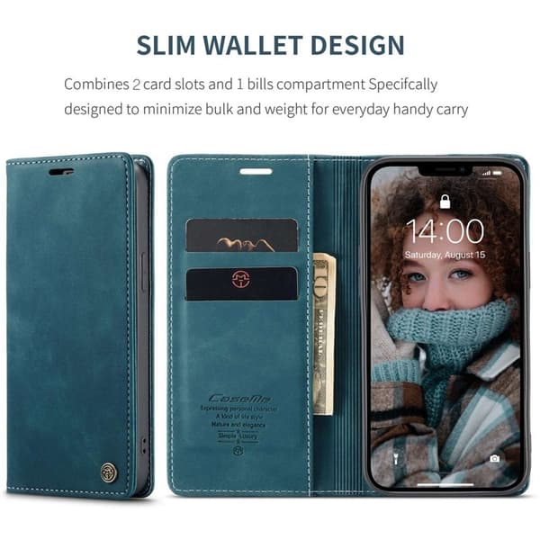 CASEME 013 Wallet Mobilskal för iPhone 13 6.1 tum - Blå