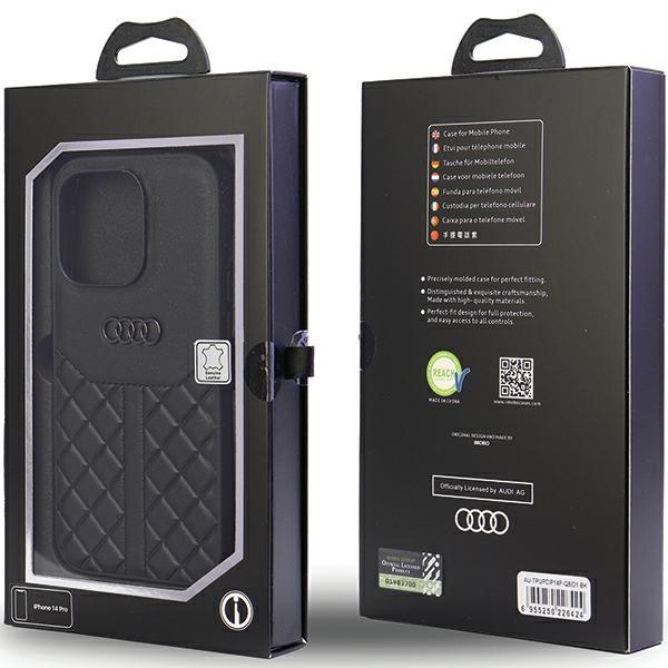 Audi iPhone 14 Pro Mobilskal Äkta Läder- Svart