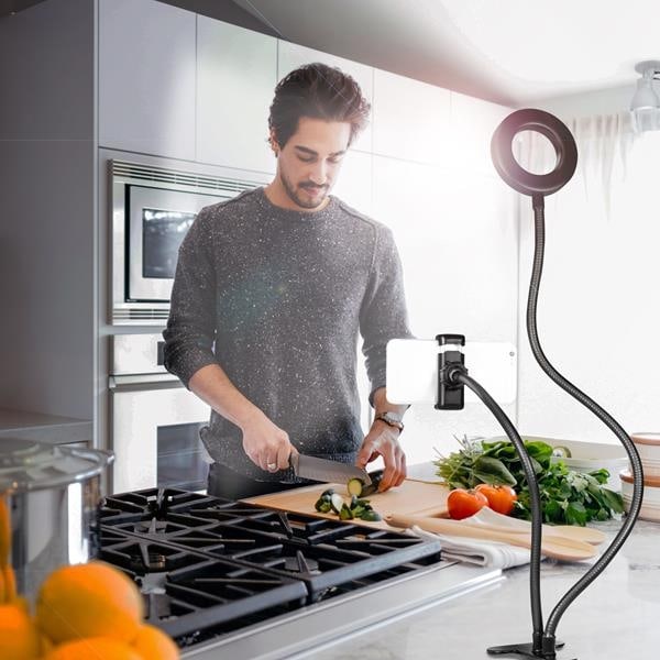 LogiLink Ringlys til Smartphone Ø8.5cm med klip