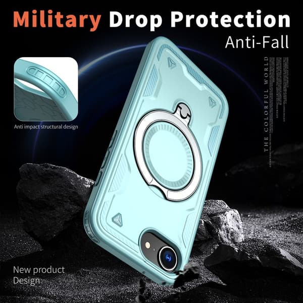 Mobilskal till iPhone 16e Militärskydd Plast Kickstand - Blå