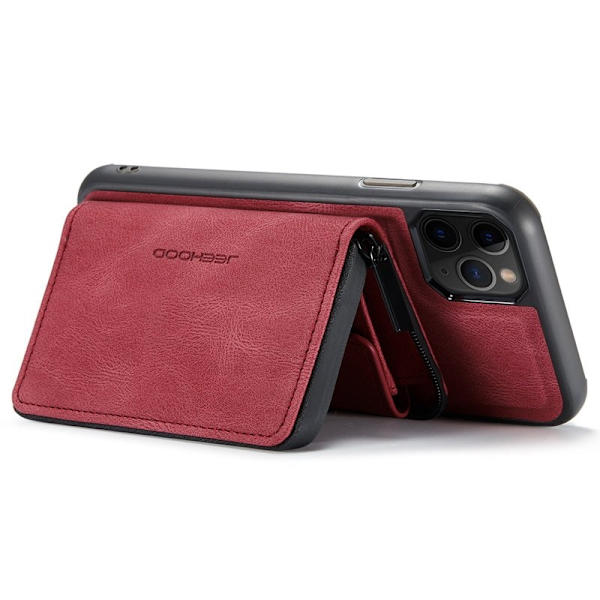 JEEHOOD iPhone 11 Pro Max Plånboksfodral Konstläder TPU Röd