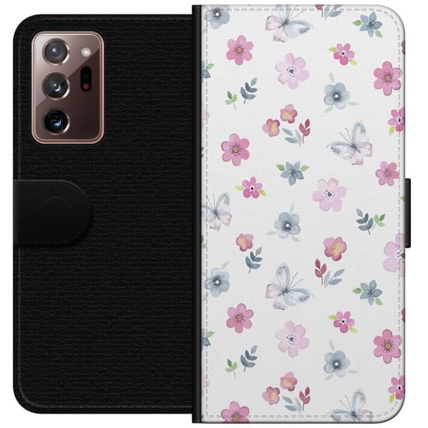 Pung Taske til Samsung Galaxy Note20 Ultra med blomster og sommerfugle