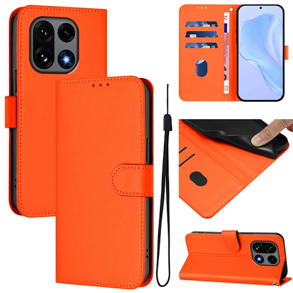 OnePlus 15 5G Plånboksfodral Solid Färg Konstläder Orange