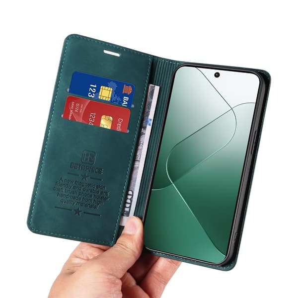 BETOPNICE 003 för Xiaomi 14 Konstläder Plånboksfodral RFID-Skydd - Grön