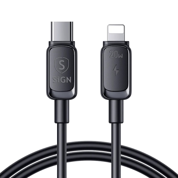 SiGN USB-C till Lightning Kabel 3m 20W - Svart