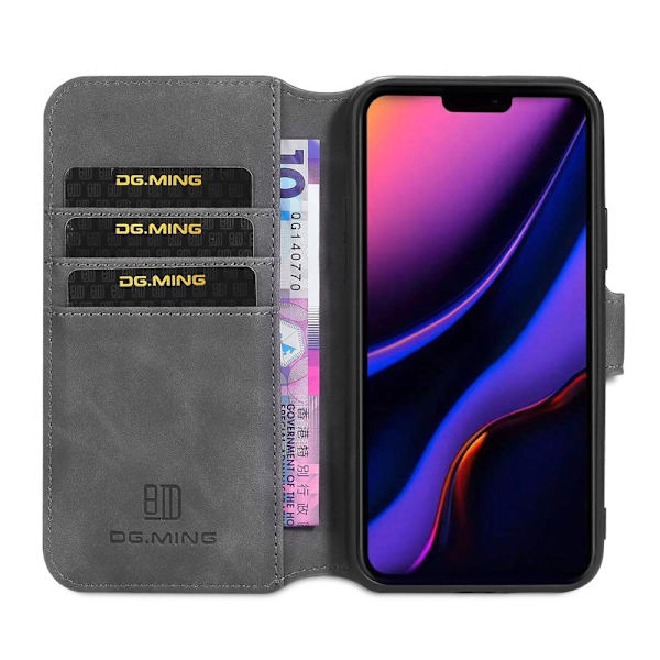 DG.MING Retro Plånboksfodral Konstläder iPhone 11 Pro Max Grå
