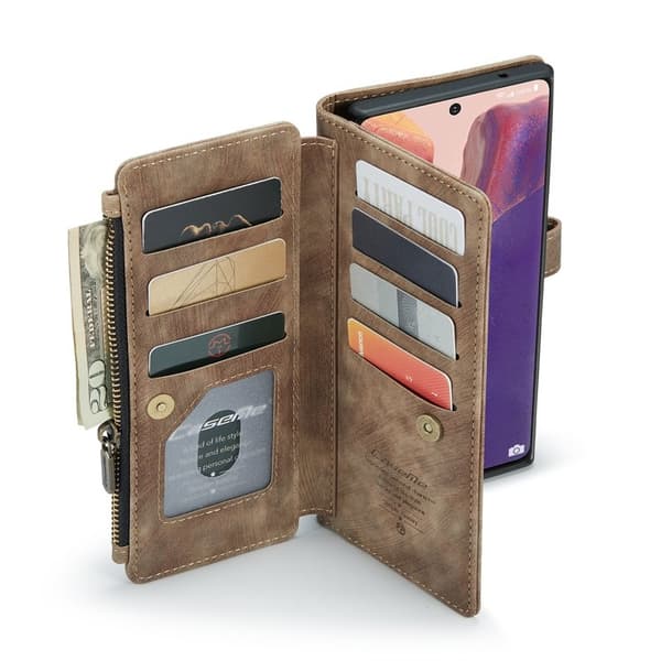 CASEME Konstläder Plånboksfodral för Samsung Galaxy Note20 - Brun