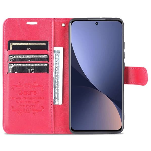 AZNS Xiaomi 12 Lite Plånboksfodral i Texturerat Konstläder - Röd